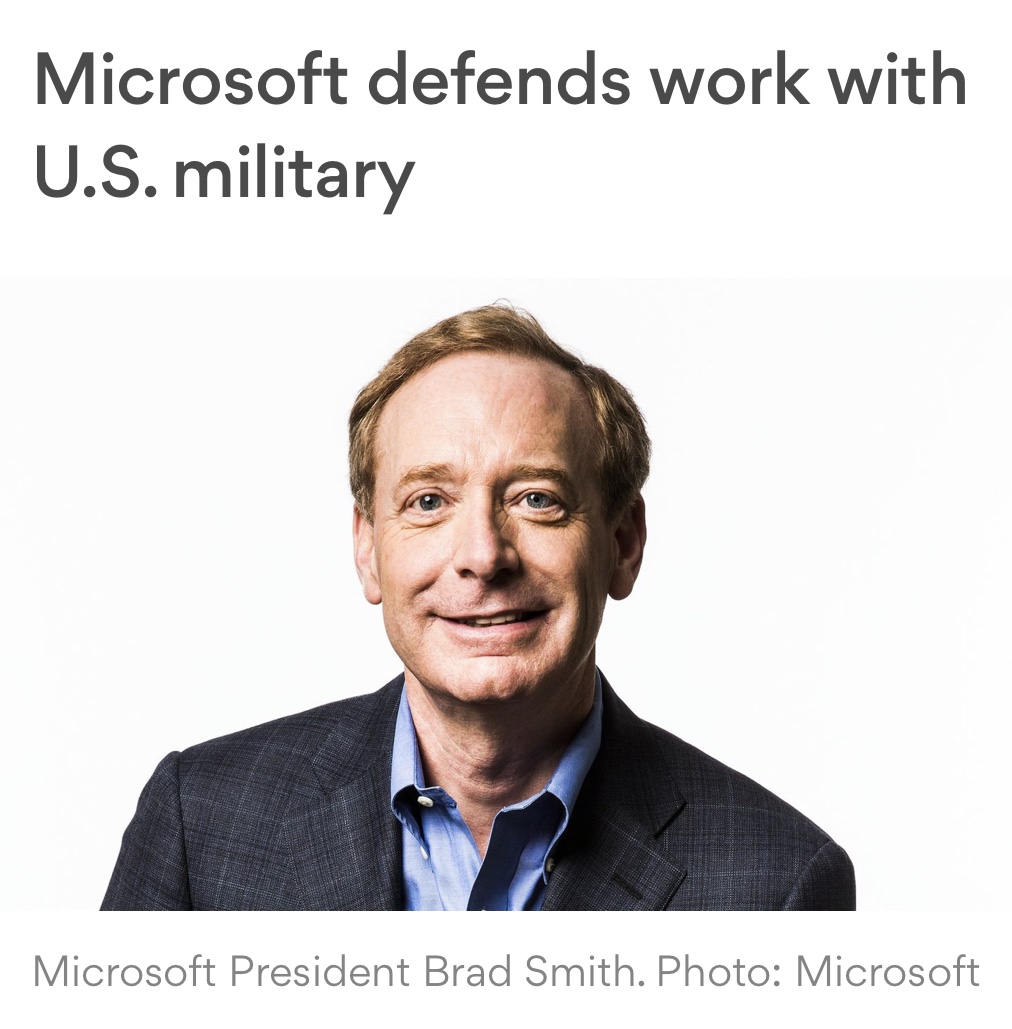 Microsoft defends work with US Military