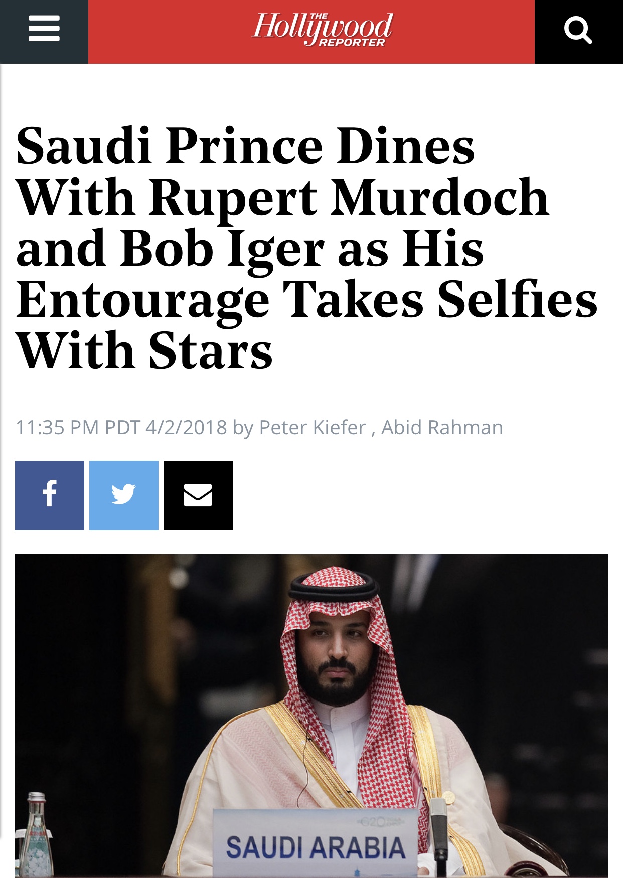 Saudi Prince Dines With Rupert Murdoch | Hollywood Reporter