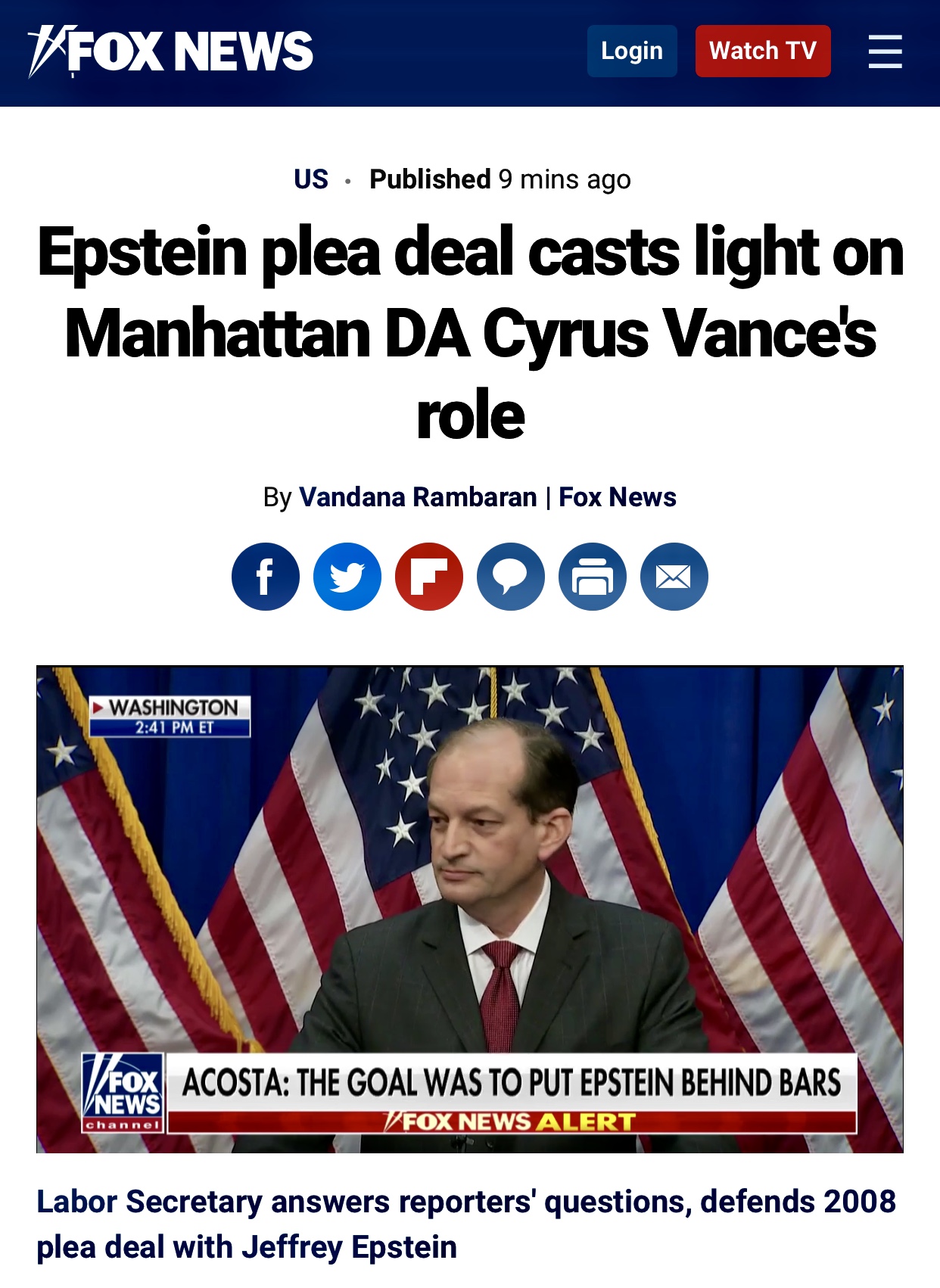 Epstein plea deal casts light on Manhattan DA Cyrus Vance’s role | Fox News