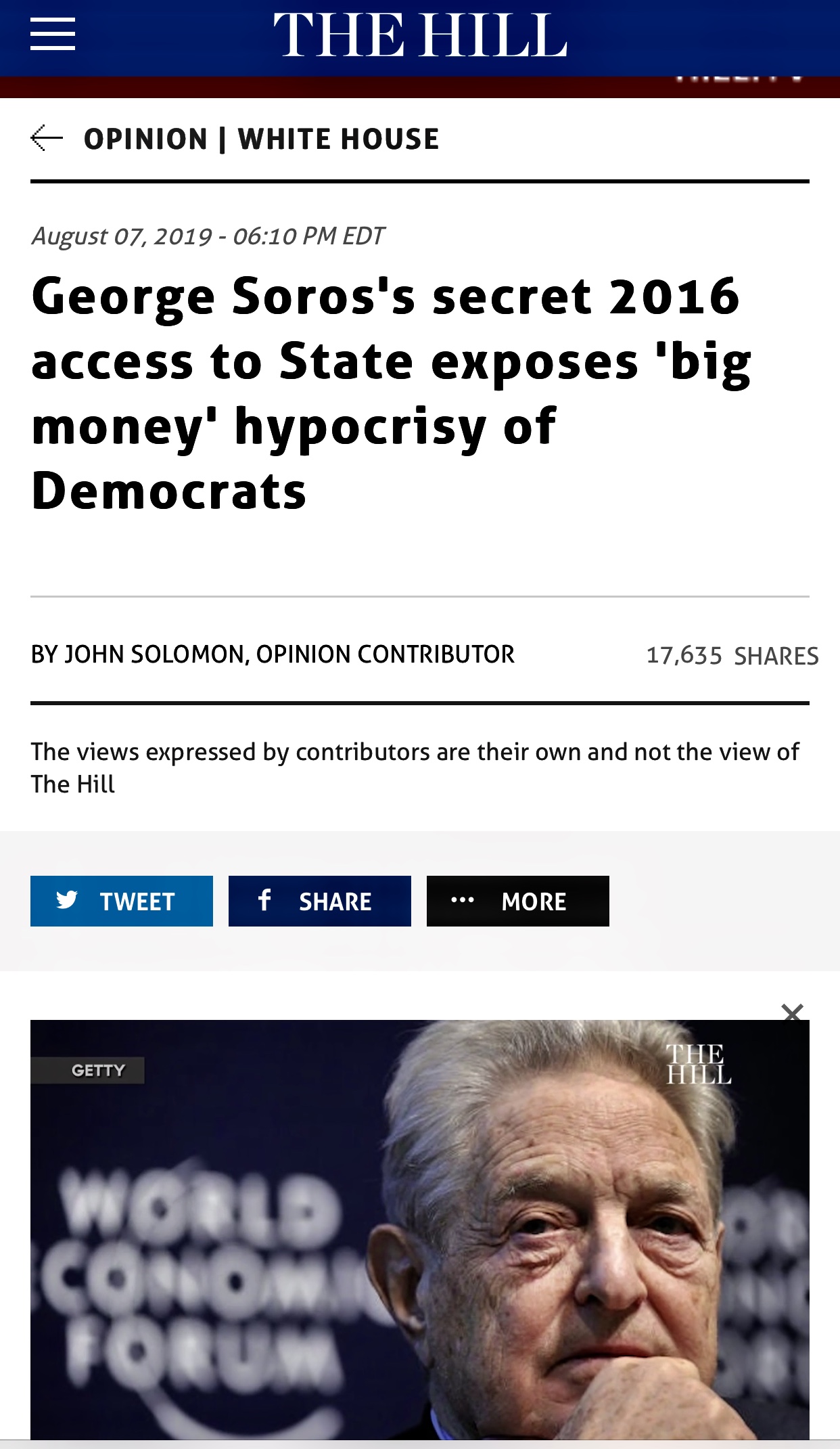 George Soros’s Secret 2016 Access to State Exposes ‘Big Money’ Hypocrisy of Democrats | TheHill