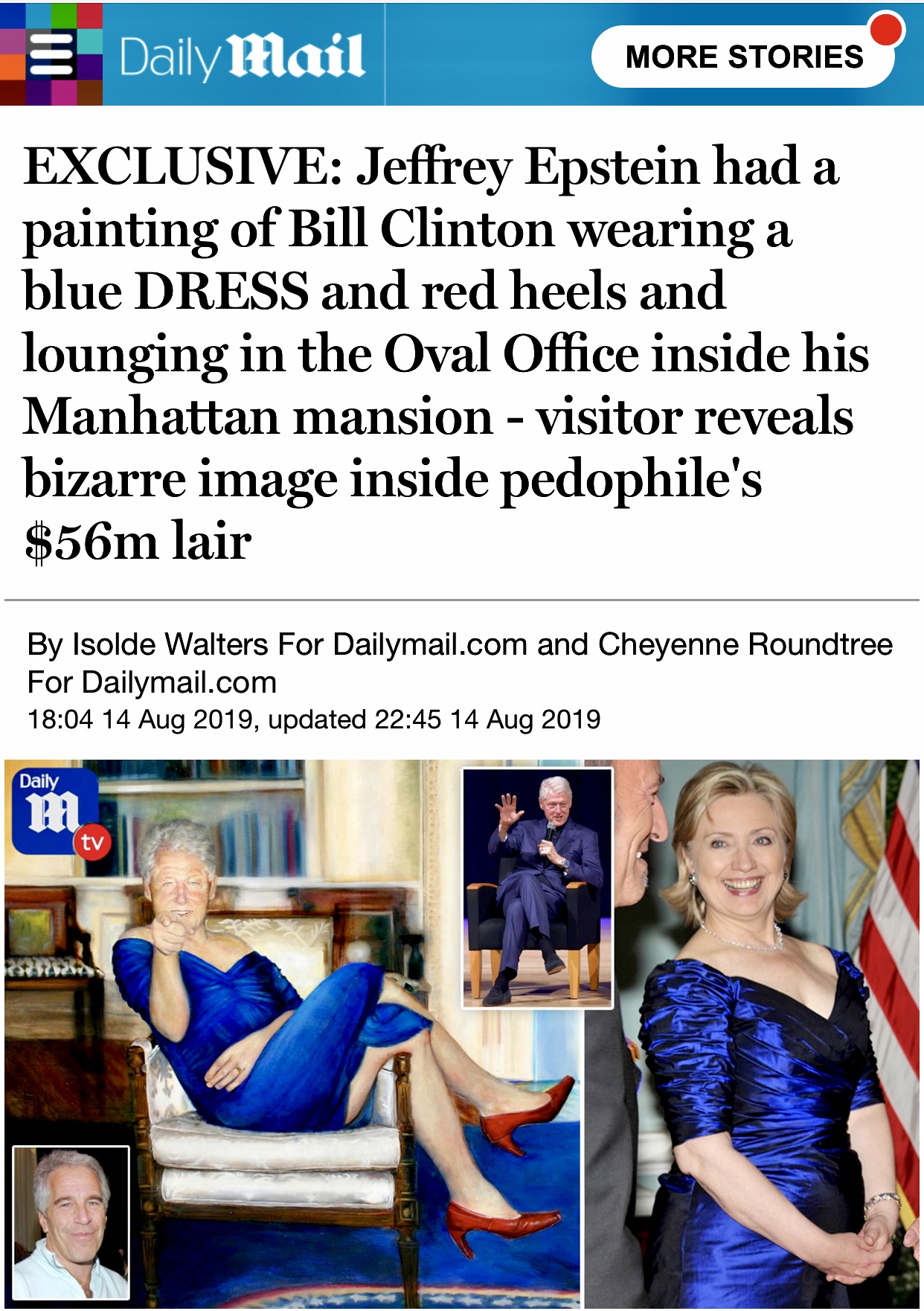 Jeffrey Epstein had a painting of Bill Clinton wearing a blue DRESS and red heels in his home