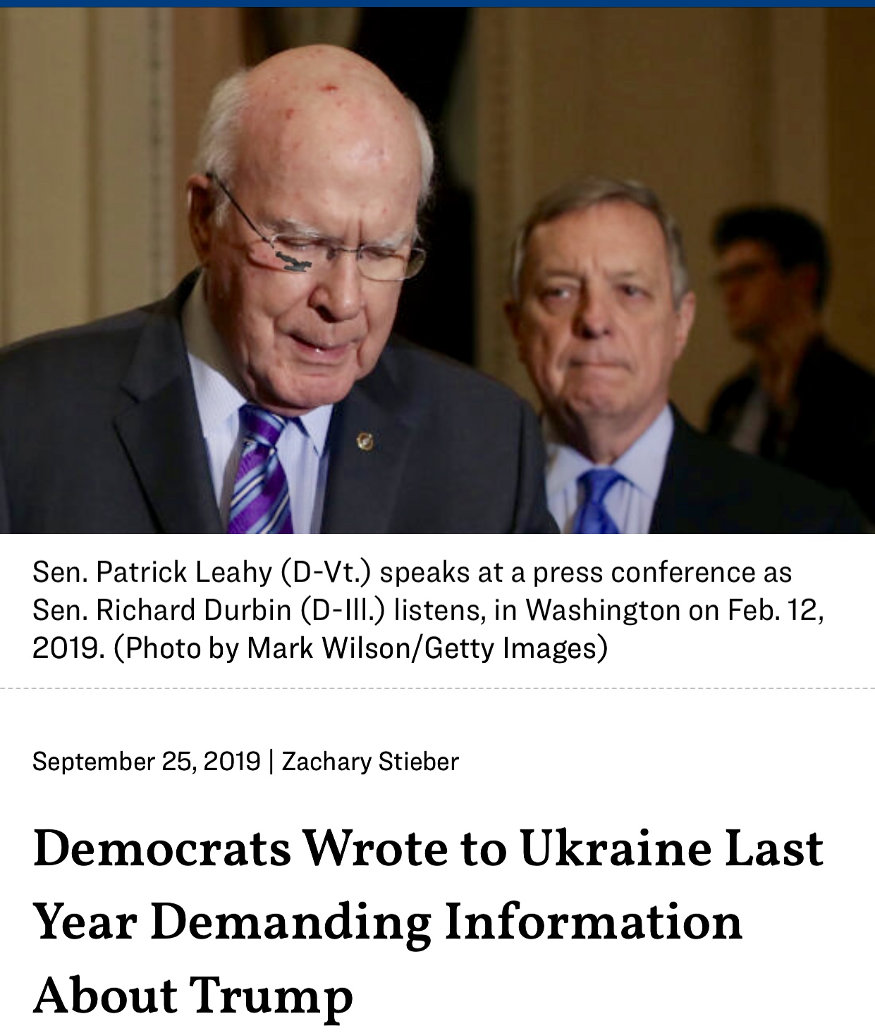 Democrats Wrote To Ukraine Last Year Demanding Info On President Trump