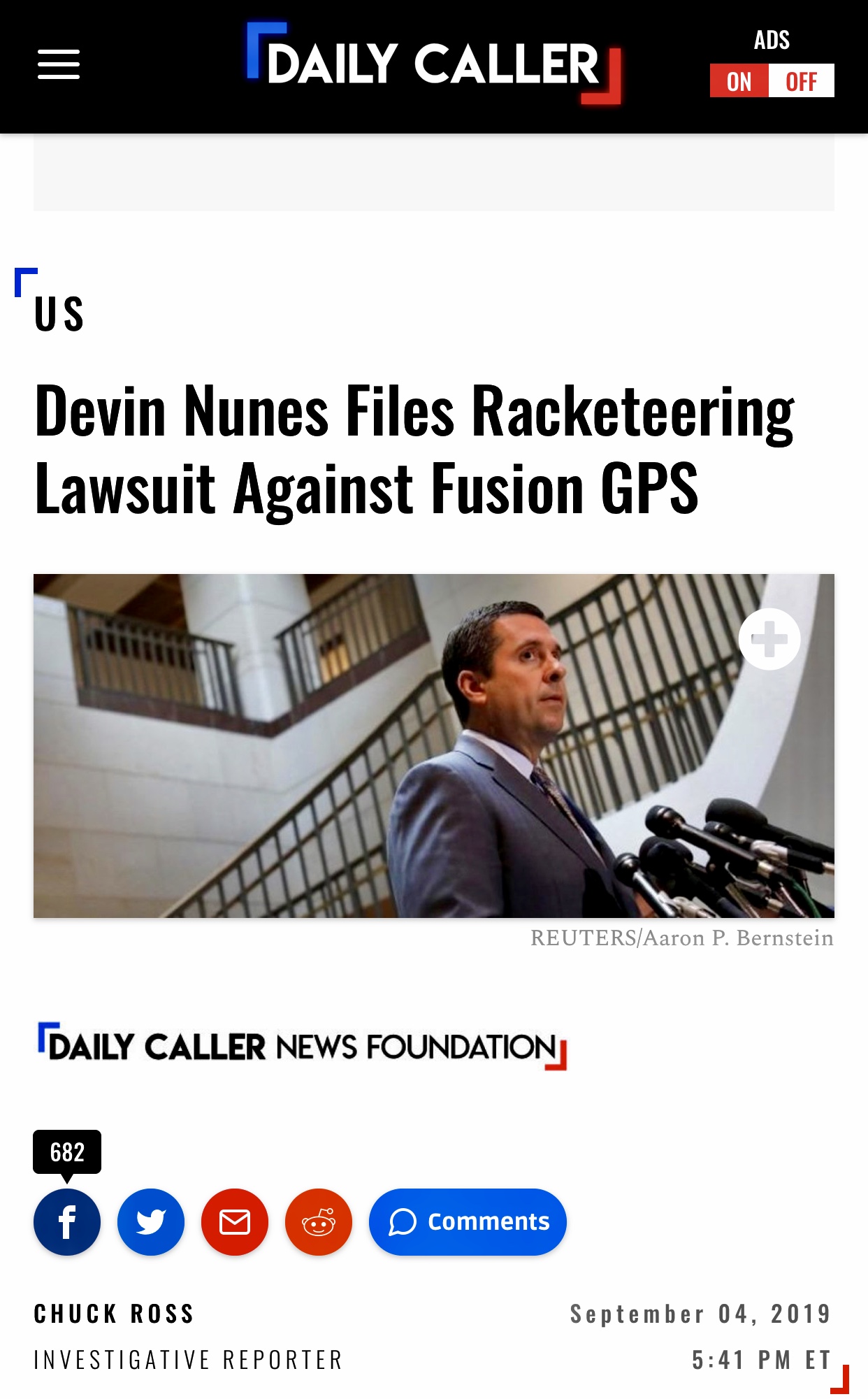 Devin Nunes Files Racketeering Lawsuit Against Fusion GPS