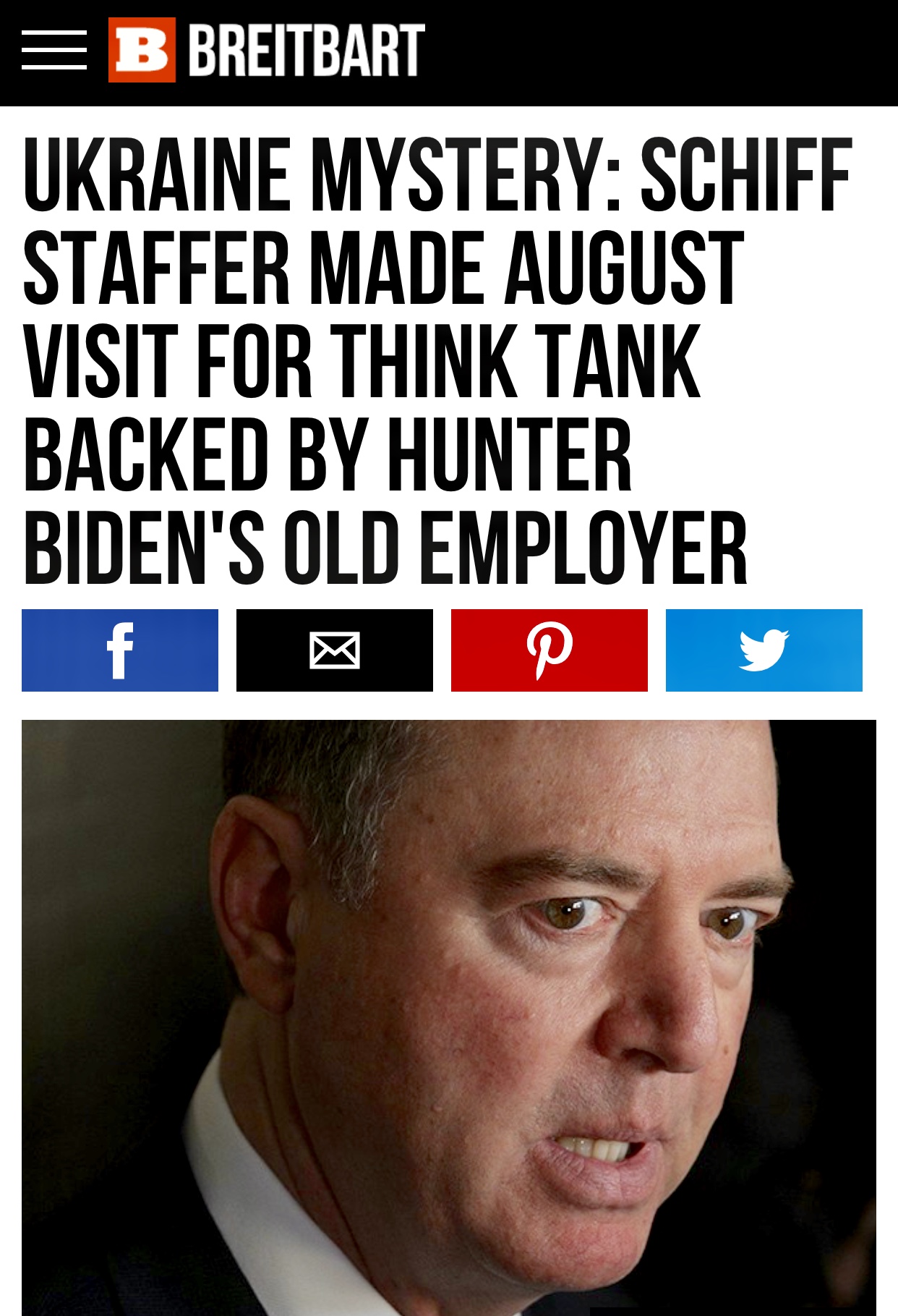 Ukraine Corruption Involves Schiff Staffer Made August Trip for Think Tank Backed by Burisma