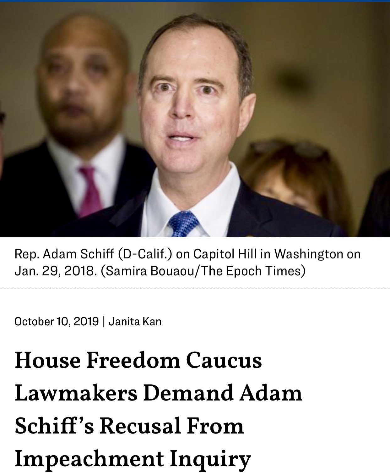 House Freedom Caucus Demands Adam Schiff’s Recusal ~ He is A Material Fact Witness