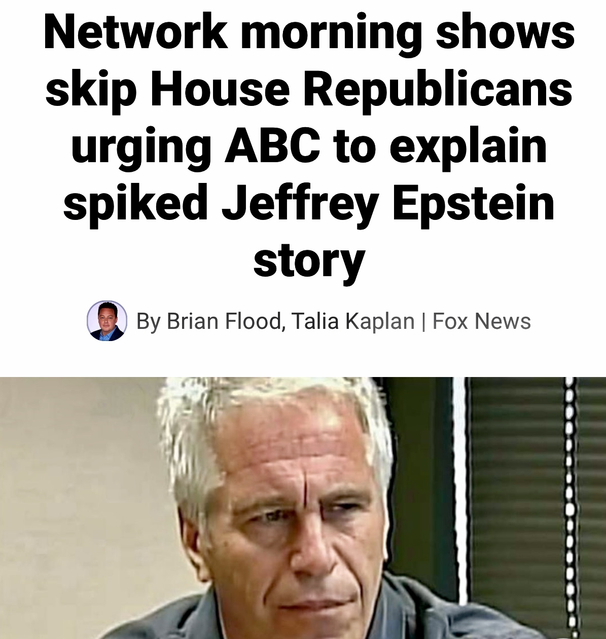 GOP Leader Kevin McCarthy Wrote to ABC News Demanding ABC Hand Over the Video Amy Robach Conducted re: Epstein