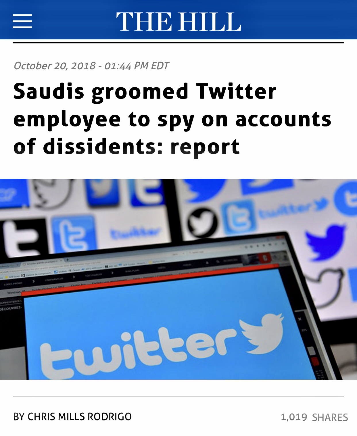 Saudis Groomed Twitter Employee to Spy on Accounts of Dissidents