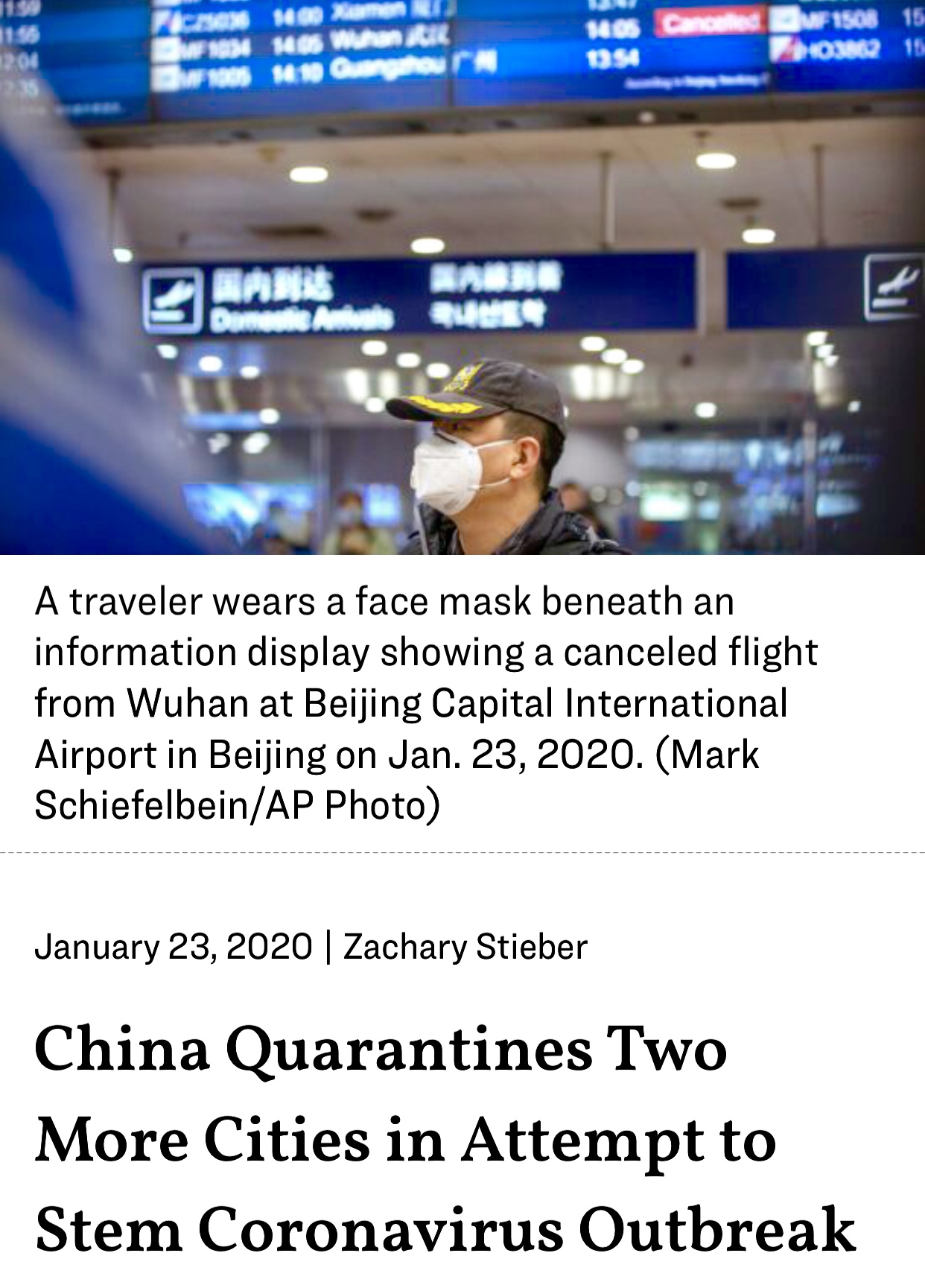 China Quarantines Two More Cities in Attempt to Stem Coronavirus Outbreak