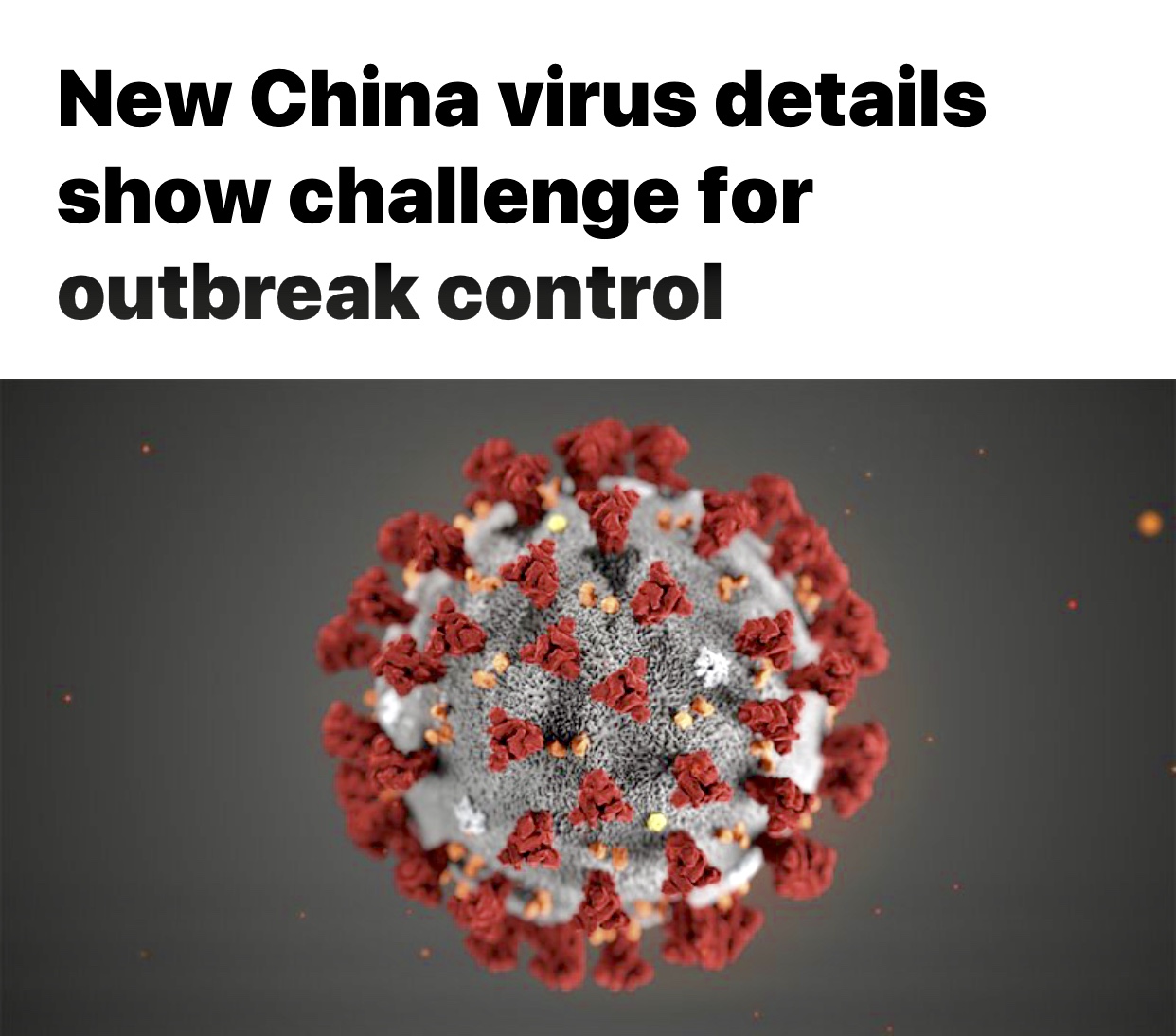 Coronavirus: The Challenge For Outbreak Control