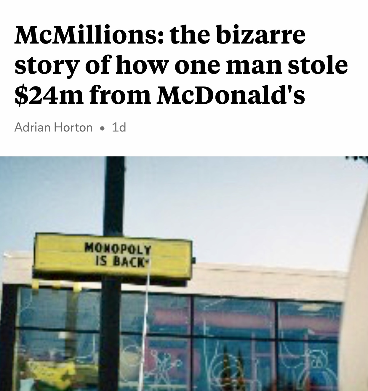 McMillions: How one man stole $24m from McDonald’s