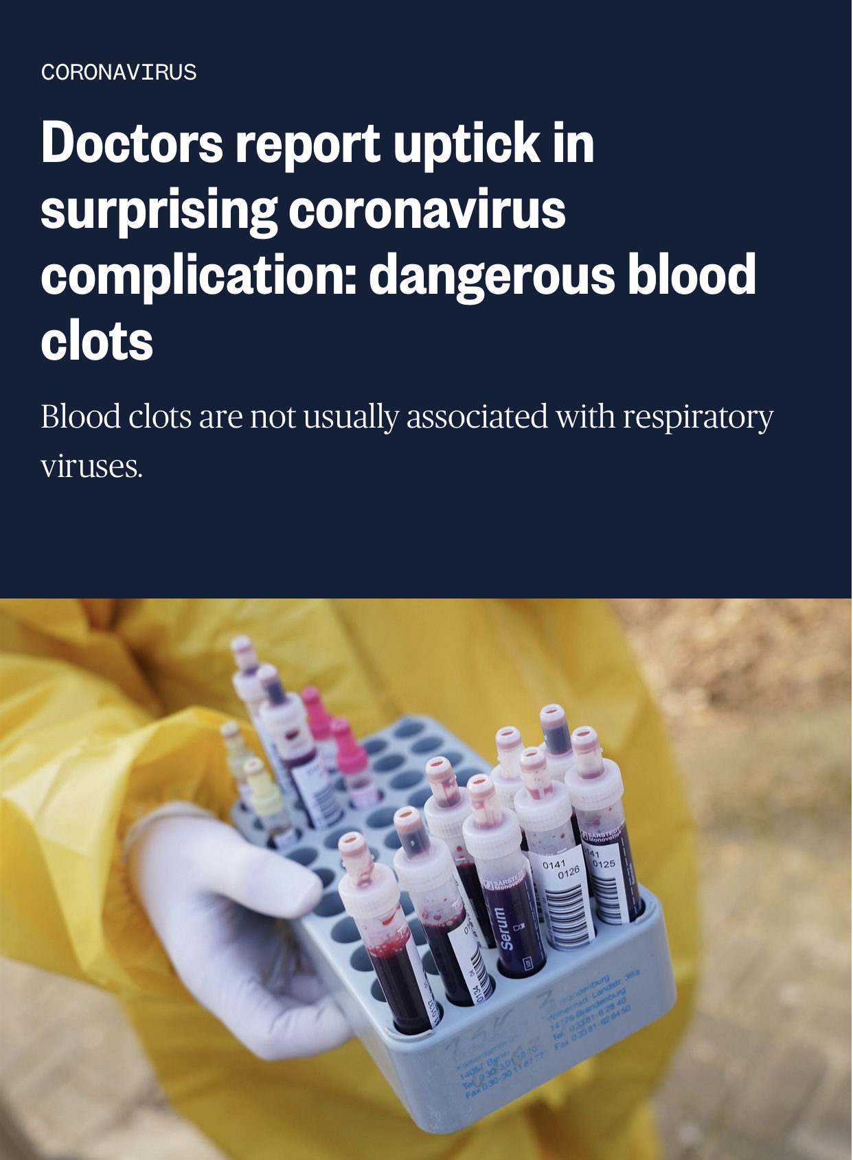 Doctors Report Coronavirus Complication: Dangerous Blood Clots