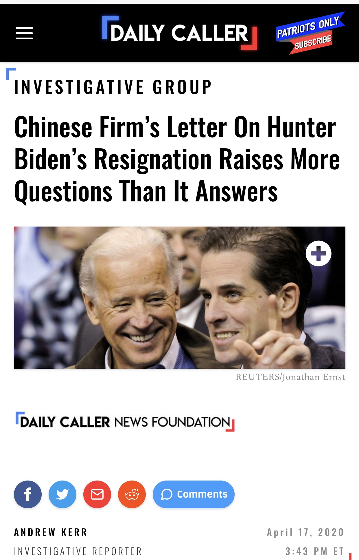 Chinese Firm’s Letter On Hunter Biden’s Resignation Raises More Questions Than It Answers | The Daily Caller