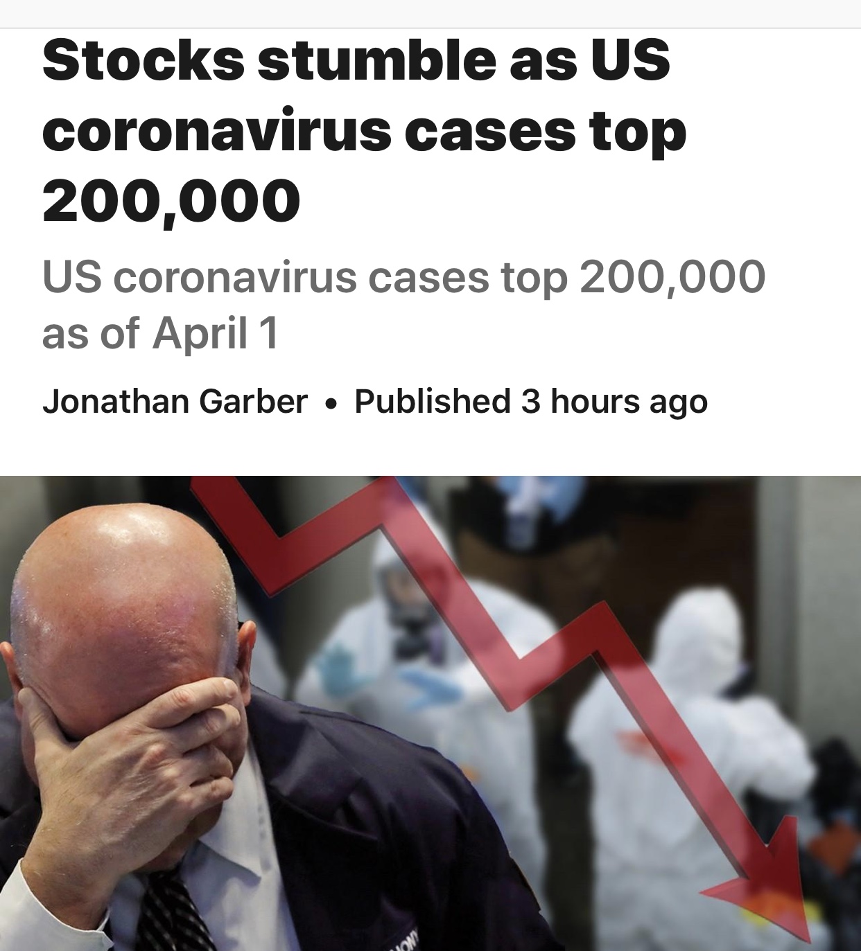 Stocks Stumble as US Coronavirus Cases Top 200,000