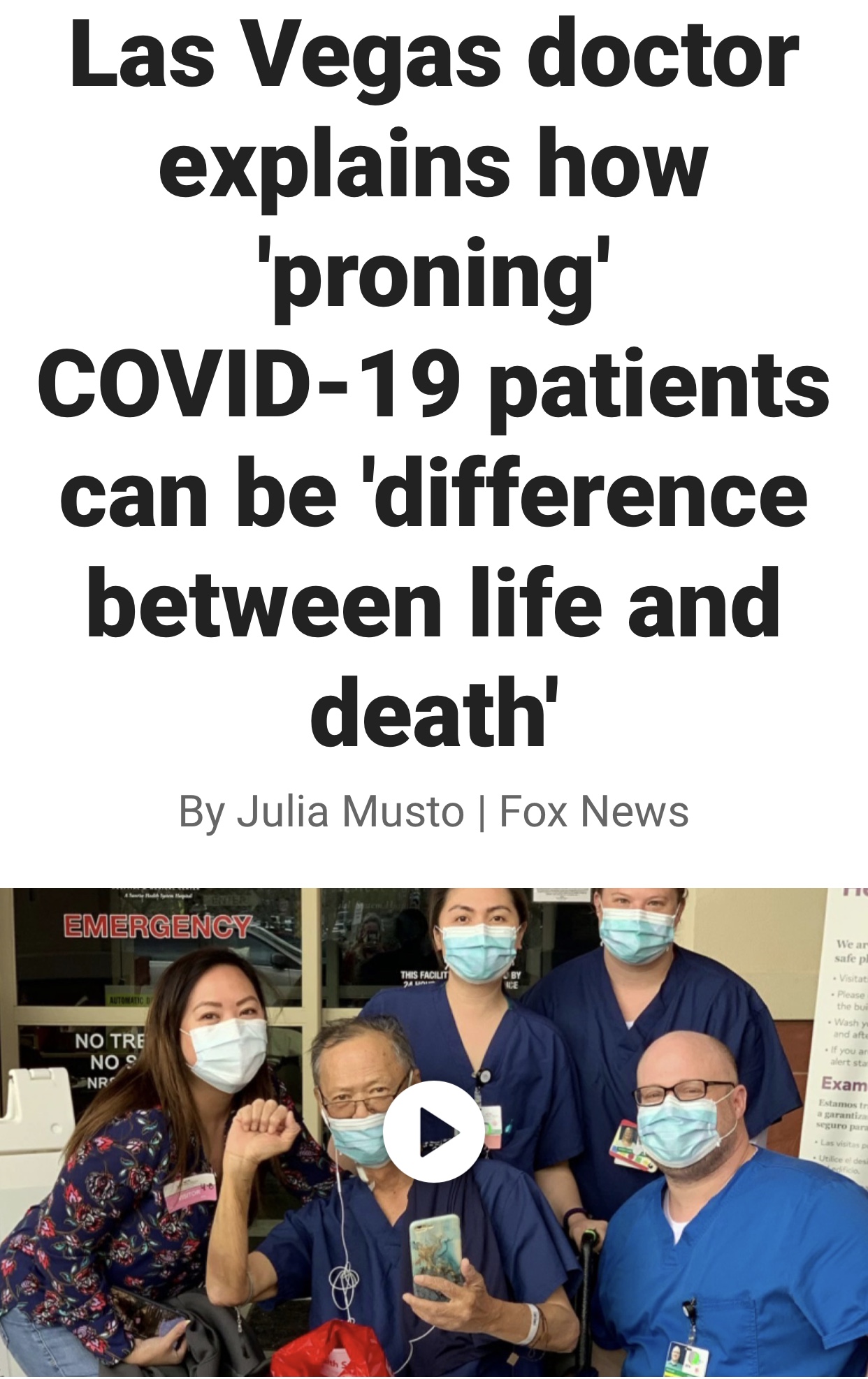 A Technique Called “Proning” Can Be The Difference Between Life and Death for Critical COVID-19 Patients