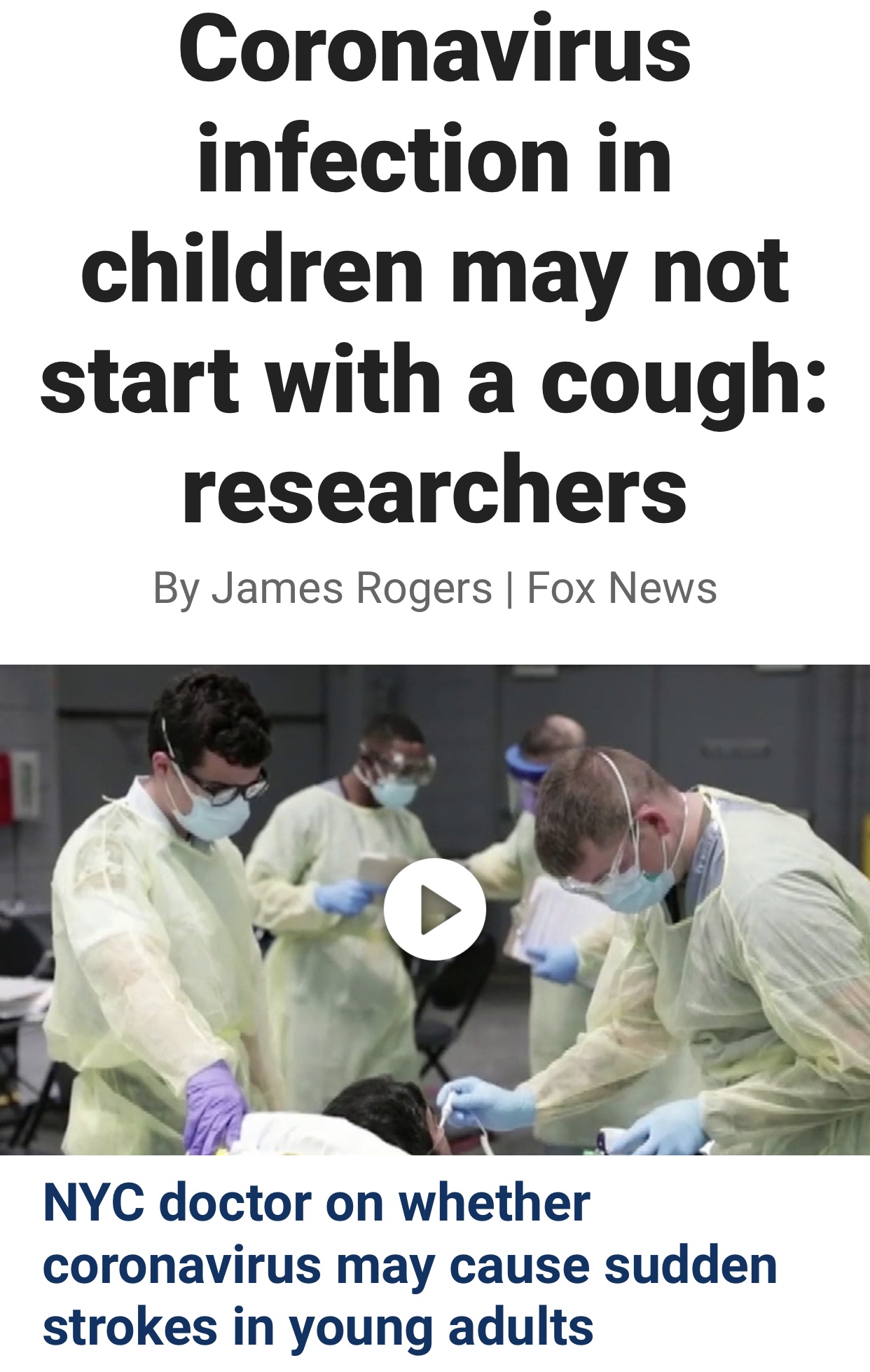 Coronavirus in Children May Not Start with a Cough