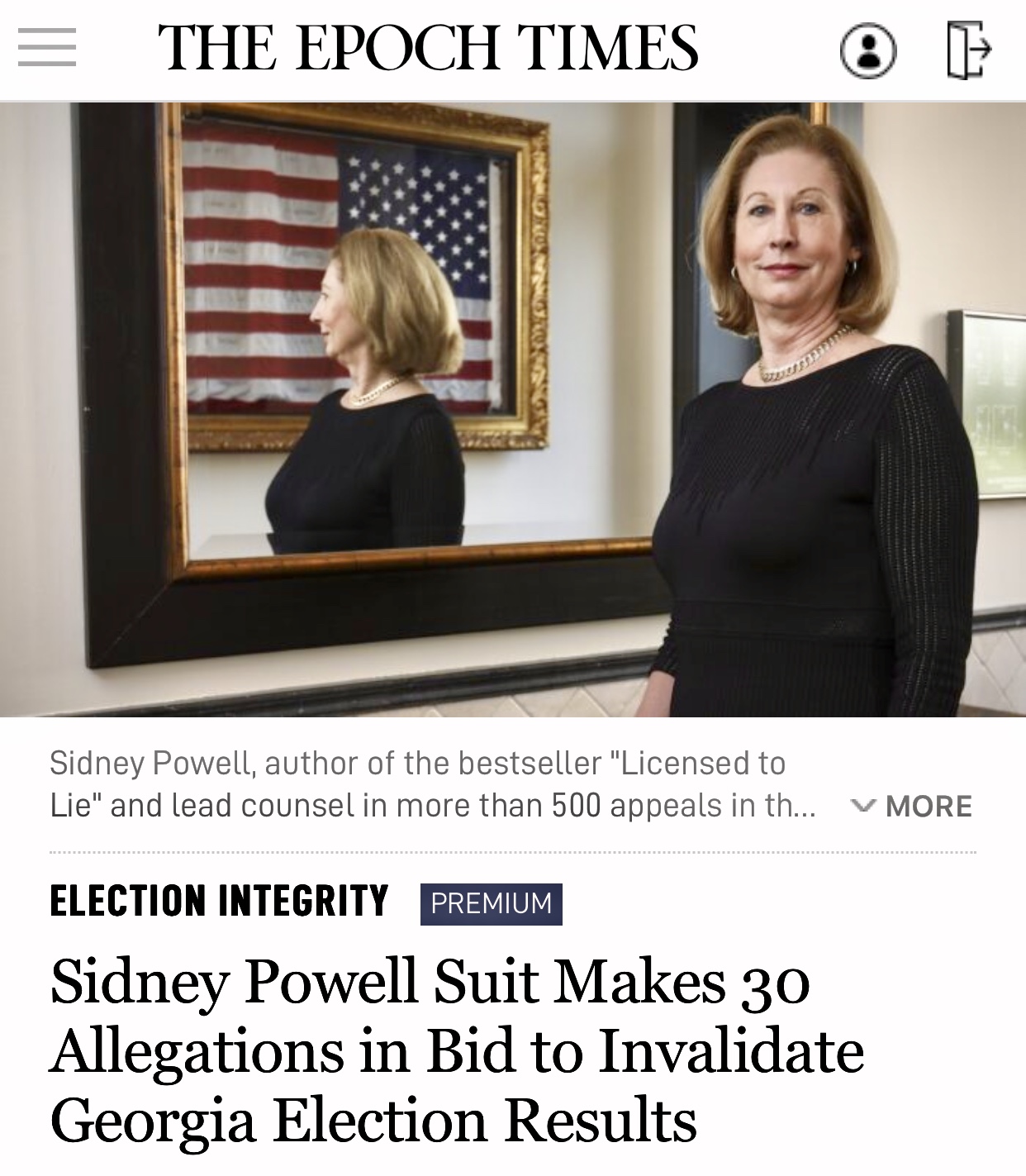 Sidney Powell Suit Makes 30 Allegations in Bid to Invalidate Georgia Election Results