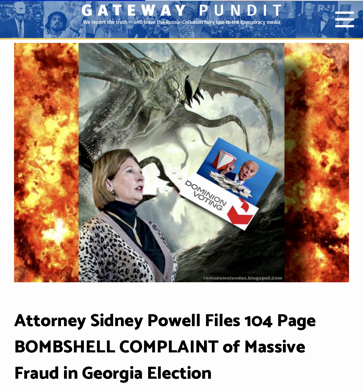 BREAKING: KRAKEN RELEASED! Attorney Sidney Powell Files 104 Page BOMBSHELL COMPLAINT of Massive Fraud in Georgia Election – Update: Michigan too
