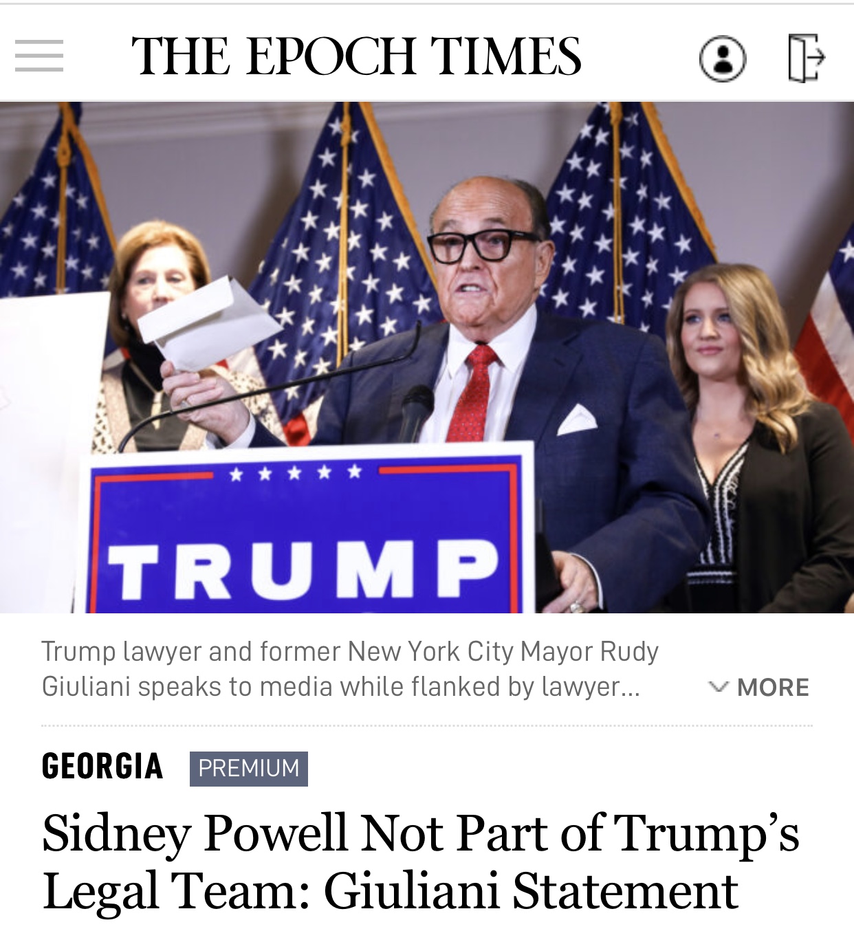 Sidney Powell Not Part of Trump’s Legal Team: Giuliani Statement