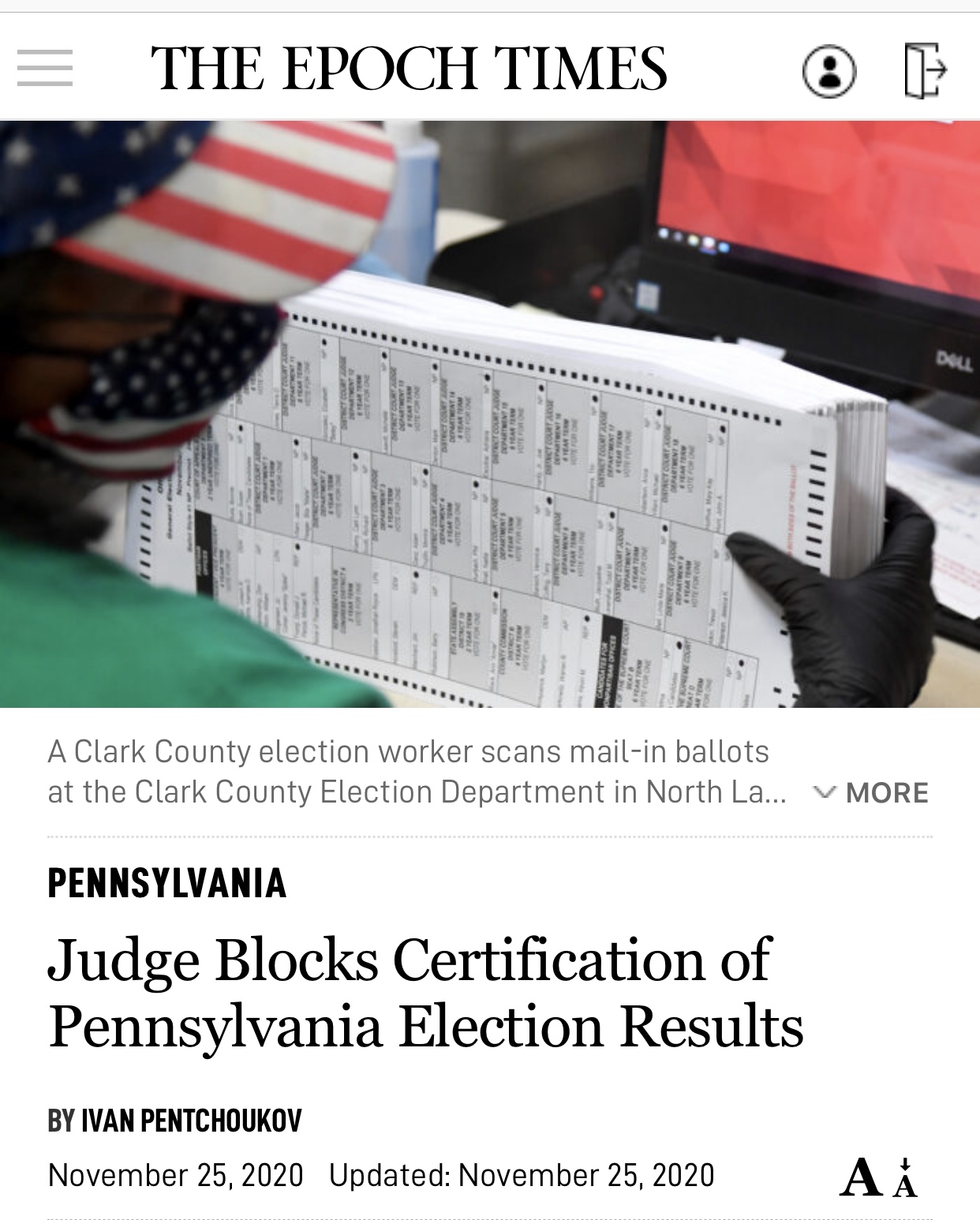 Big Breaking News PENNSYLVANIA Judge Blocks Certification of Pennsylvania Election Results