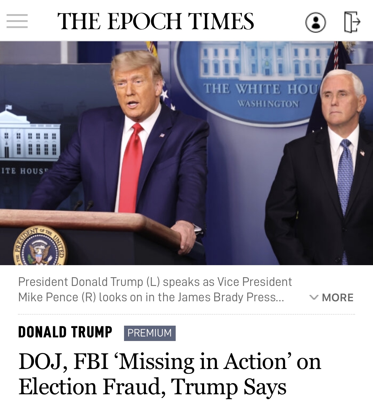 DOJ, FBI ‘Missing in Action’ on Election Fraud, Trump Says