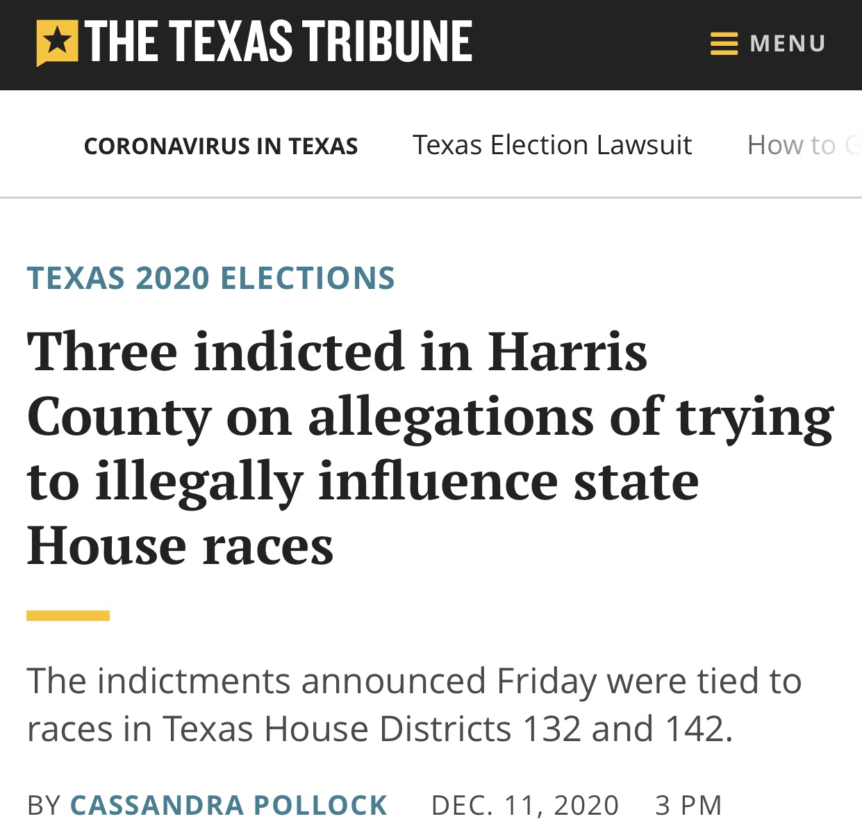 Three indicted in Harris County on allegations of trying to illegally influence state House races