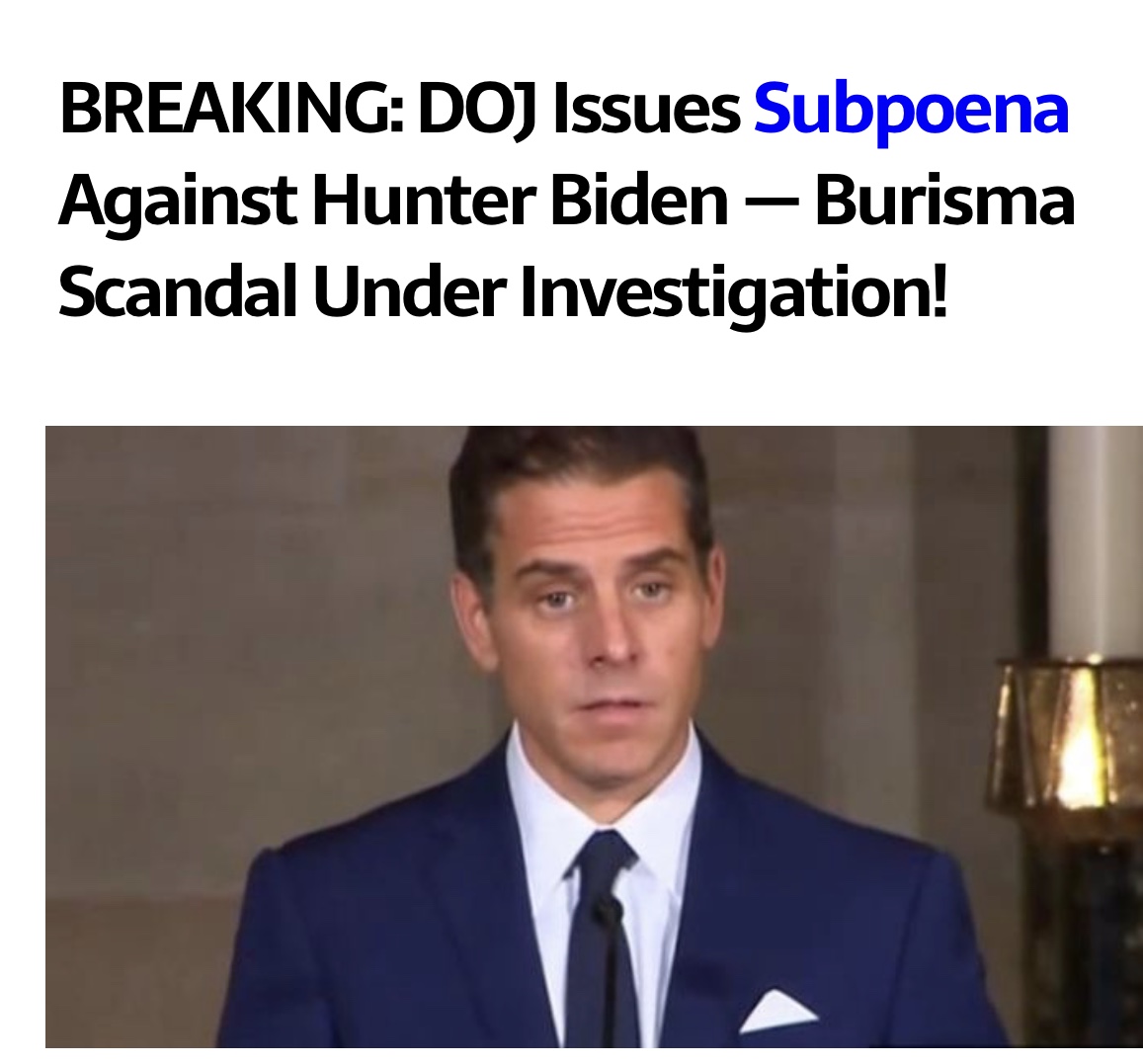 BREAKING NEWS: DOJ Issues Subpoena Against Hunter Biden — Burisma Scandal Under Investigation!