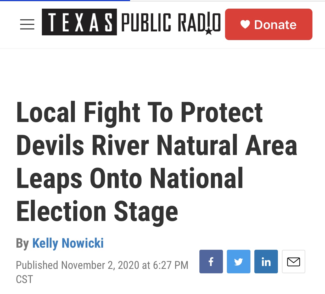 Local Fight To Protect Devils River Natural Area Leaps Onto National Election Stage