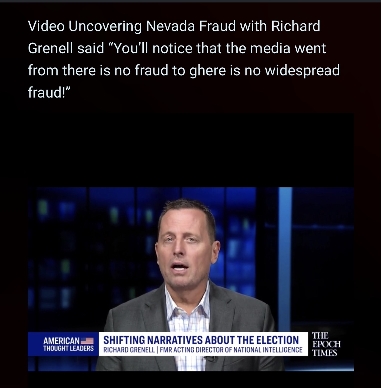 Video Uncovering Nevada Fraud with Richard Grenell