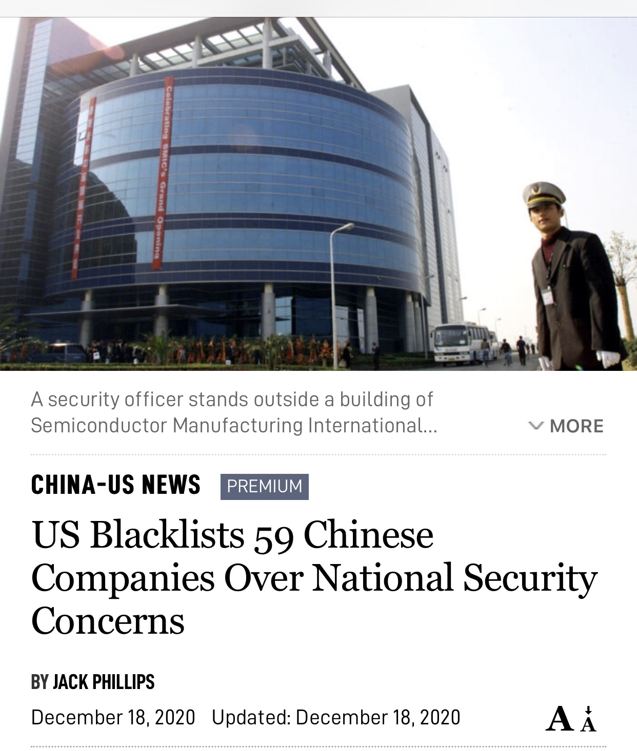 US Blacklists 59 Chinese Companies Over National Security Concerns