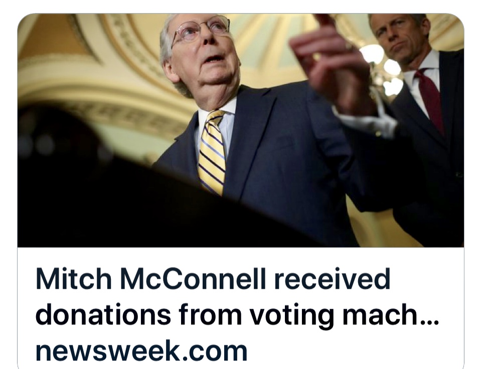 Breaking News Mitch McConnell Received Donations from Voting Machine Lobbyists Before Blocking Election Security Bills