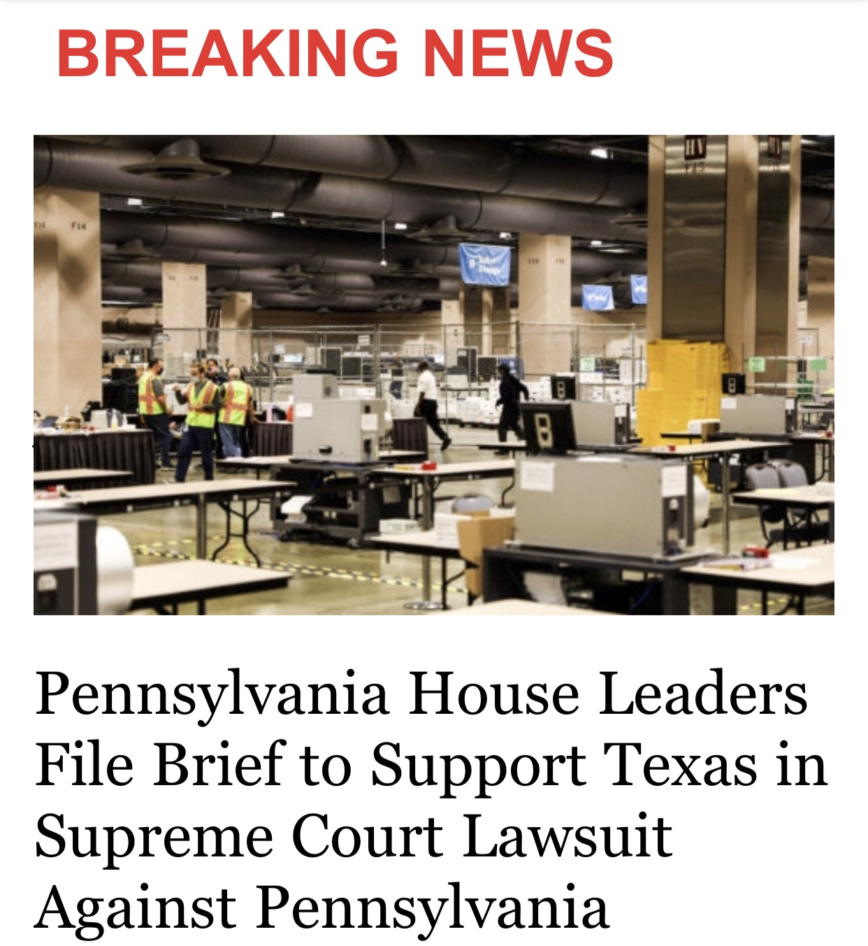 Breaking News Pennsylvania House Leaders File Brief to Support Texas in Supreme Court Lawsuit Against Pennsylvania
