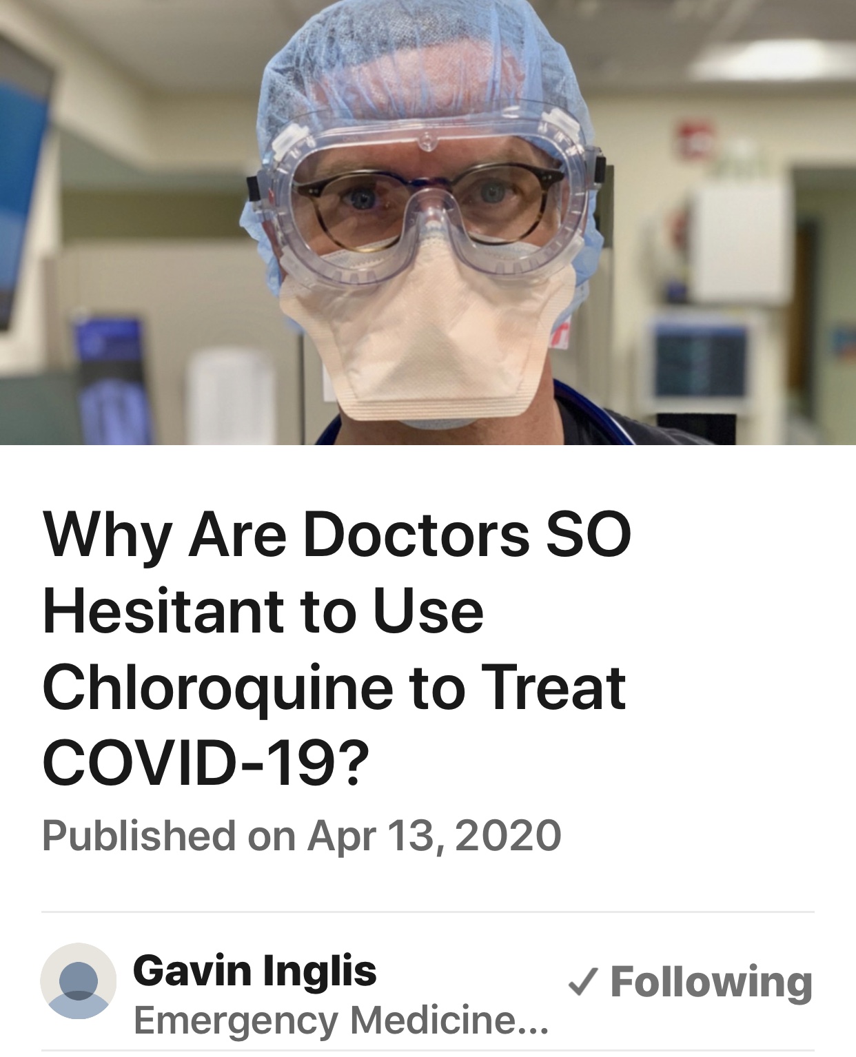 Why are doctors so hesitant to use Hydroxychloroquine to treat COVID-19