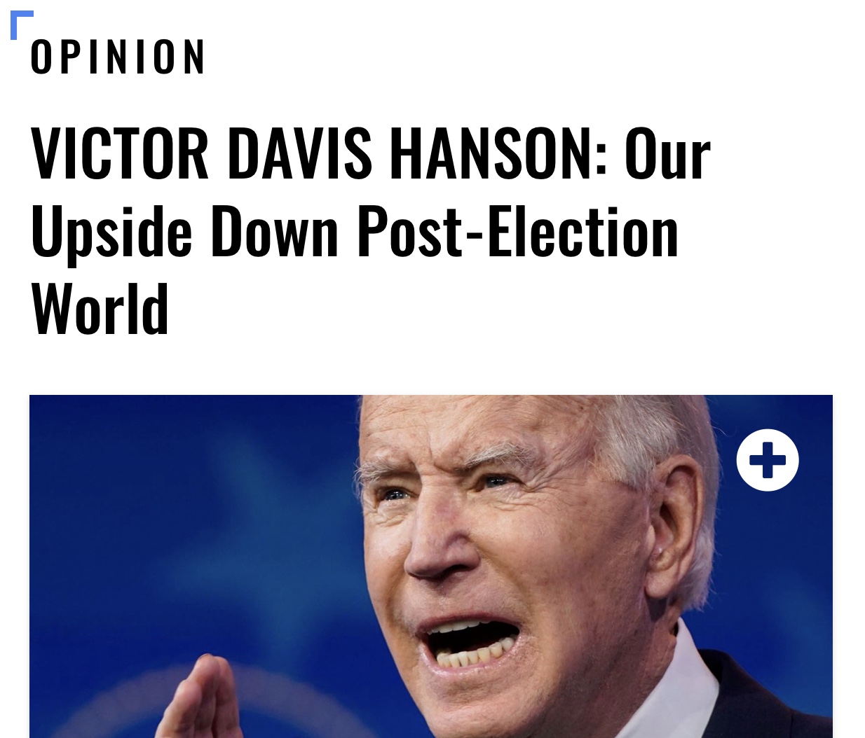 VICTOR DAVIS HANSON: Our Upside Down Post-Election World