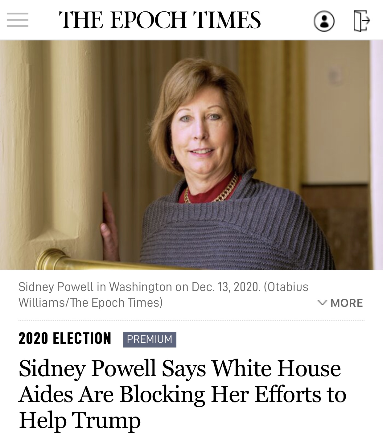Breaking News Sidney Powell Says White House Aides Are Blocking Her Efforts to Help Trump