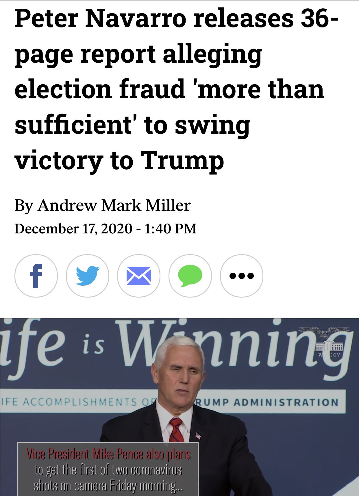 Breaking News Peter Navarro releases 36-page report alleging election fraud ‘more than sufficient’ to swing victory to Trump