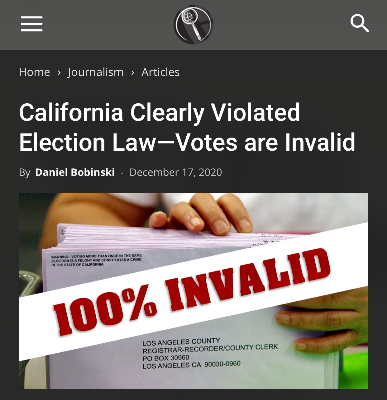Big Breaking News California Clearly Violated Election Law Votes are Invalid