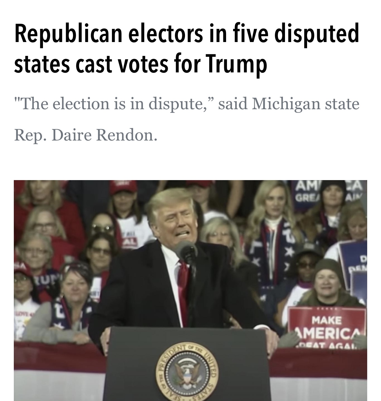 Breaking News Republican electors in five disputed states cast votes for Trump