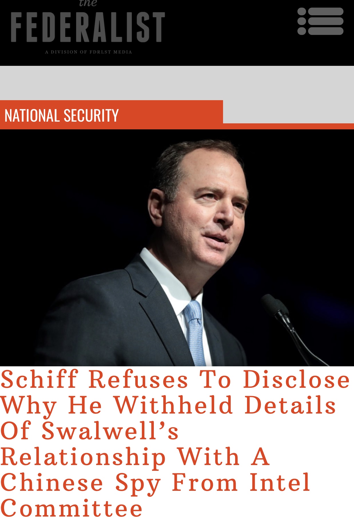 Adam Schiff Refuses to Disclose Swalwell’s Involment with CCP Spy