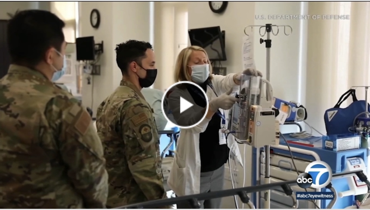 Video Medical troops arrive to assist hospitals overwhelmed by COVID patients in LA, Riverside counties