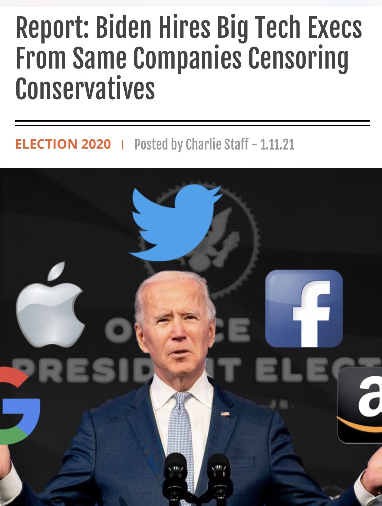 Biden Hires Big Tech Execs From Same Companies Censoring Conservatives
