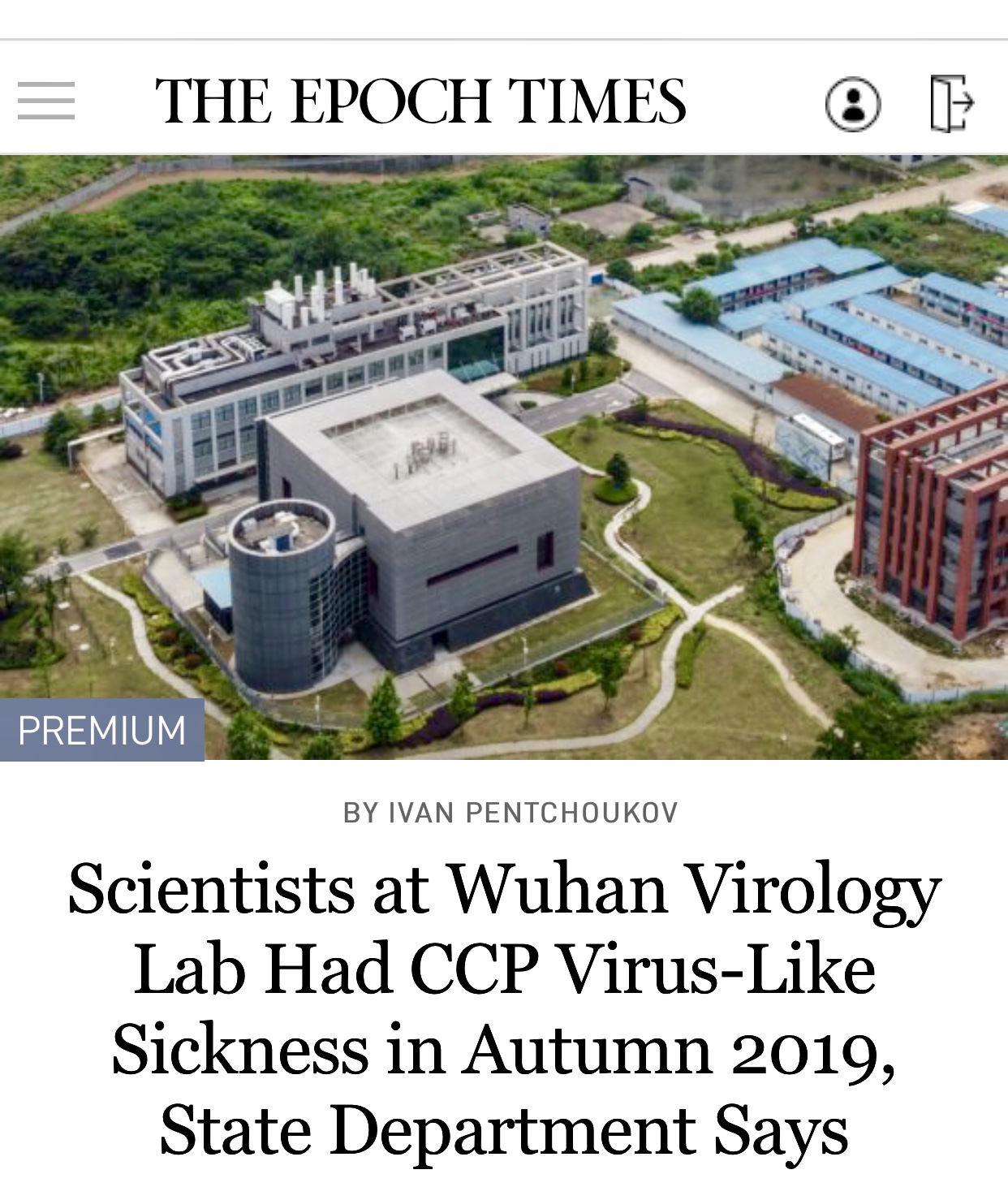 Scientists at Wuhan Virology Lab Had CCP Virus-Like Sickness in Autumn 2019, State Department Says