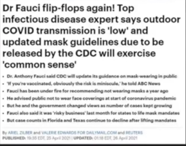 Fauci Flip-Flops Continues – YOU CAN’T TRUST THE MAN