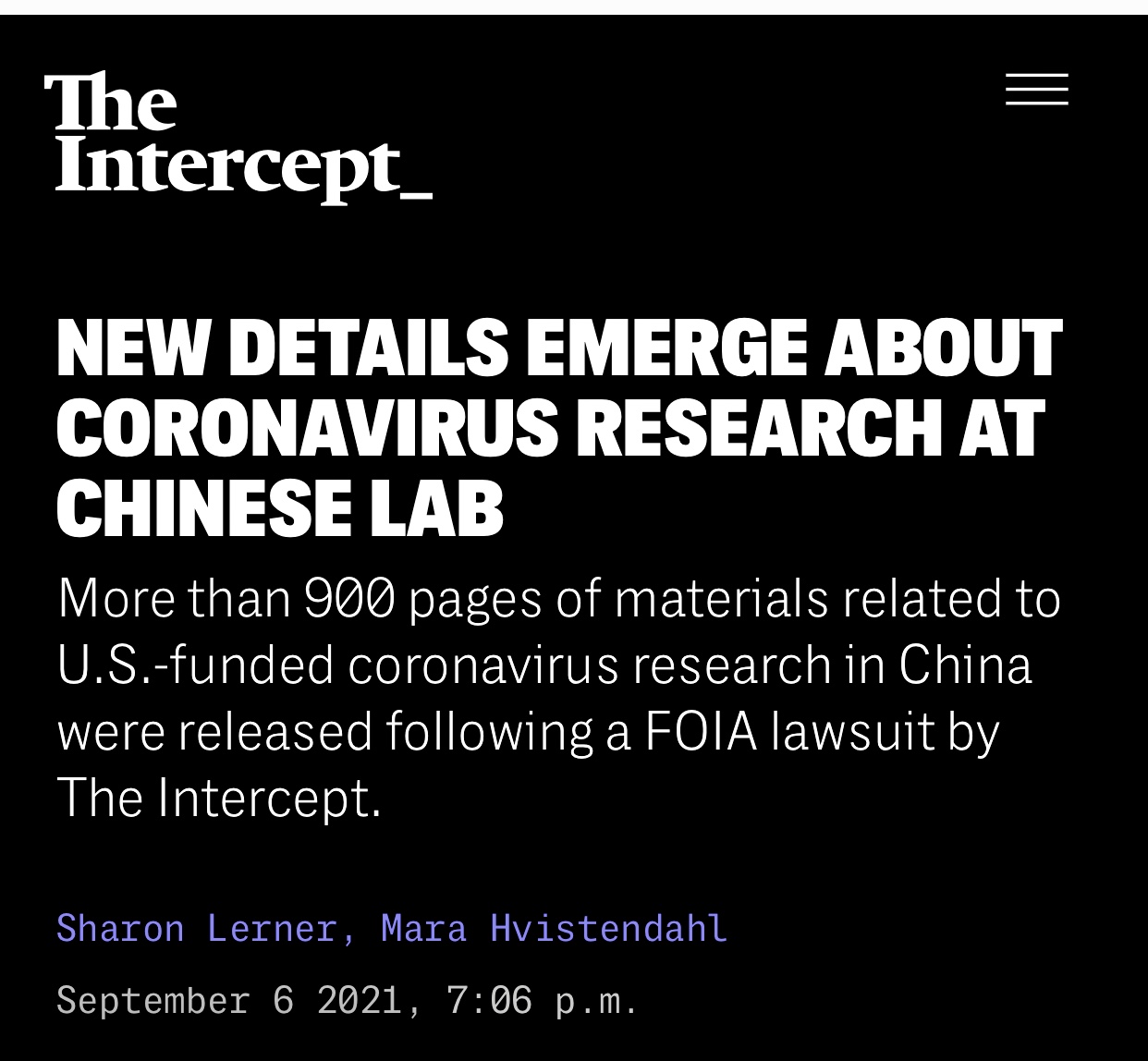 NEW DETAILS EMERGE ABOUT CORONAVIRUS RESEARCH AT CHINESE LAB