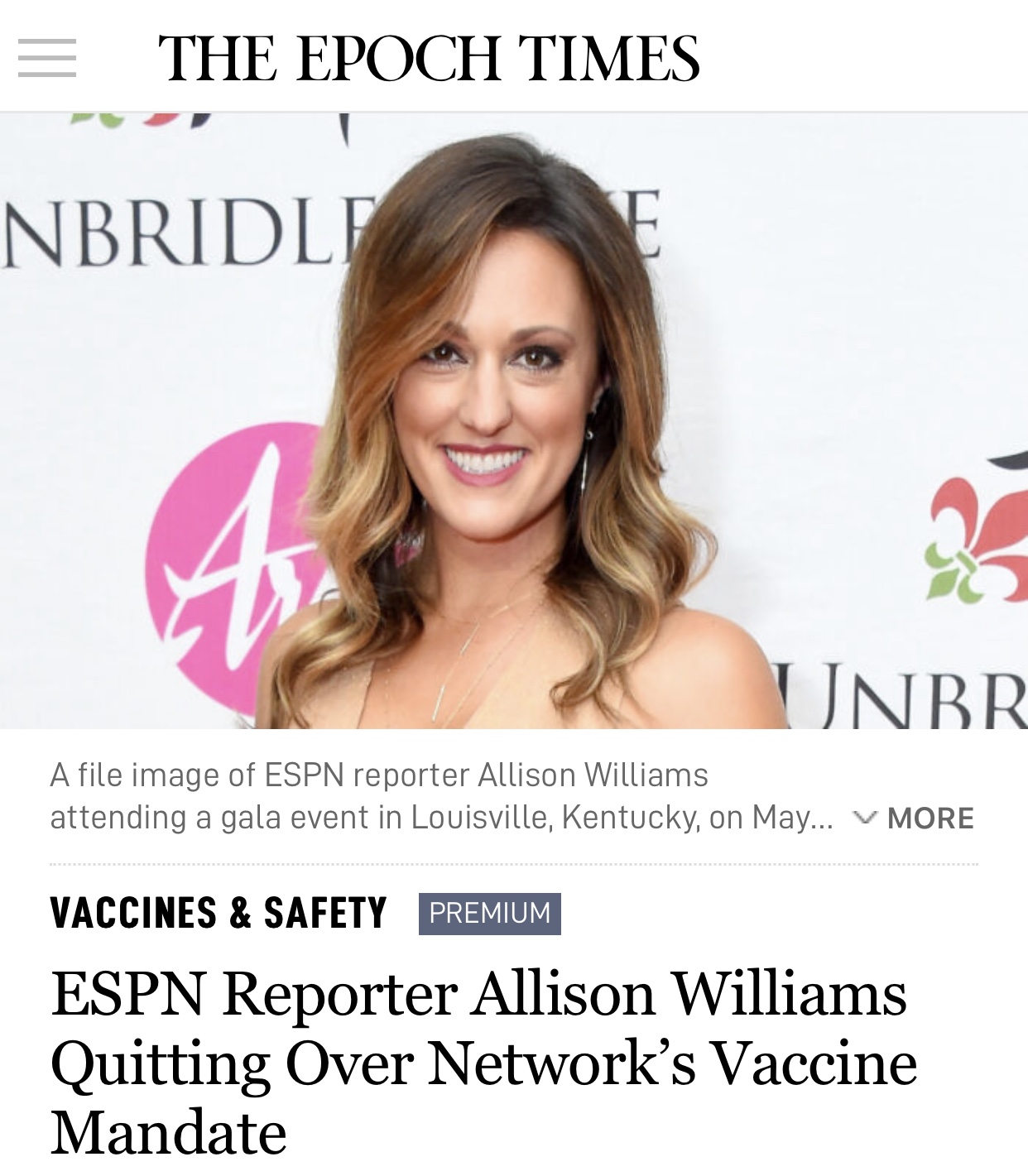 ESPN Reporter Allison Williams Quitting Over Network’s Vaccine Mandate