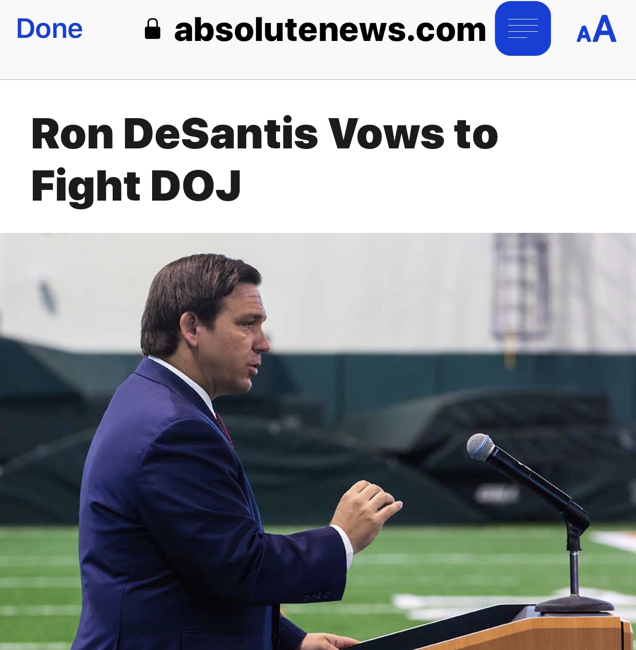 Governor Ron DeSantis Vows to Fight DOJ