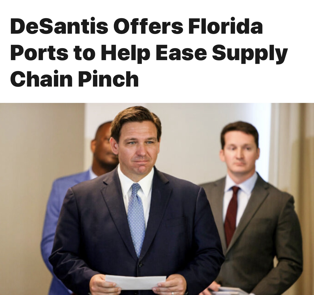 Governor DeSantis Offers Florida Ports to Help Ease Supply Chain Pinch