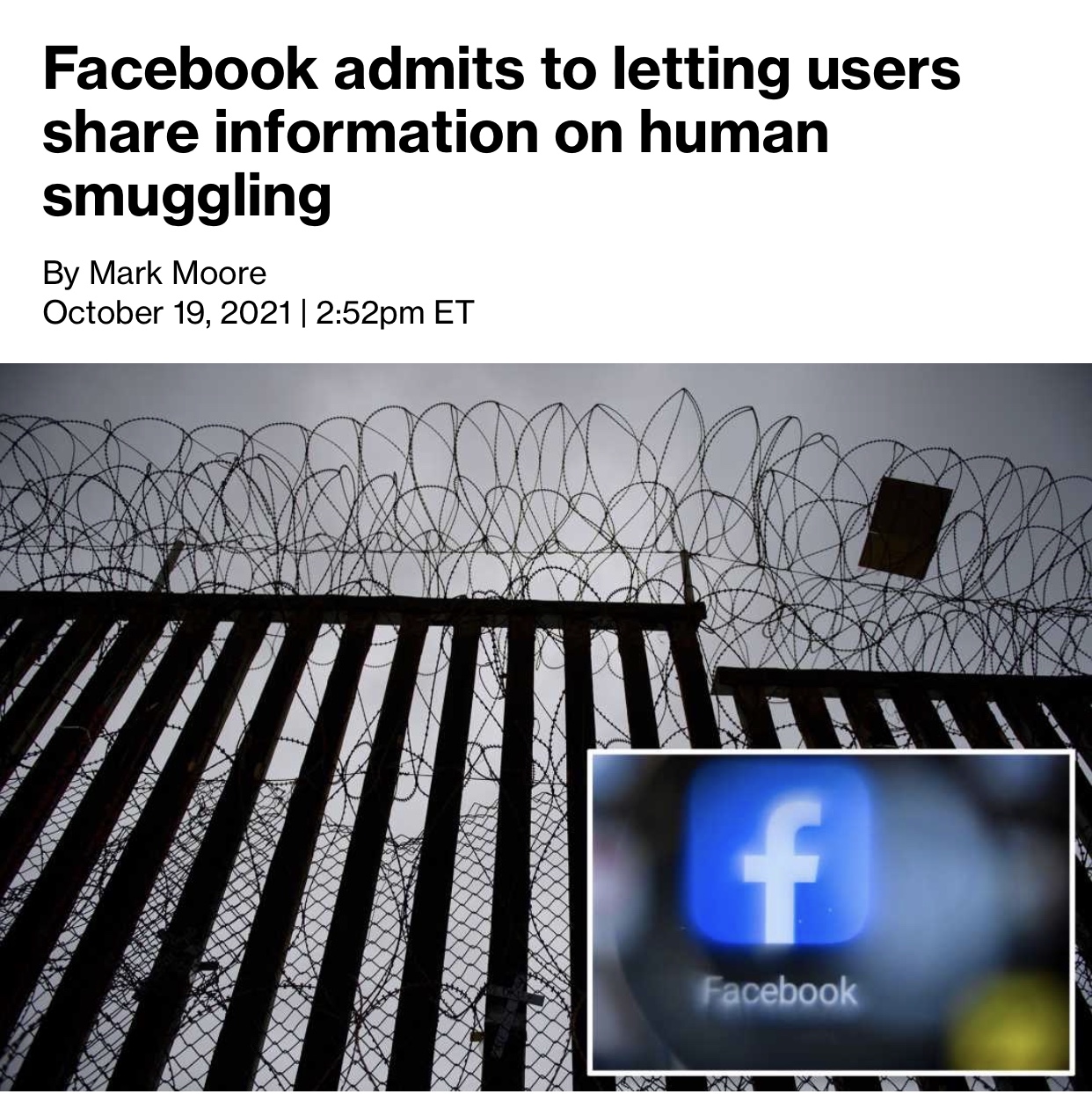 Facebook admits to letting users share information on human smuggling