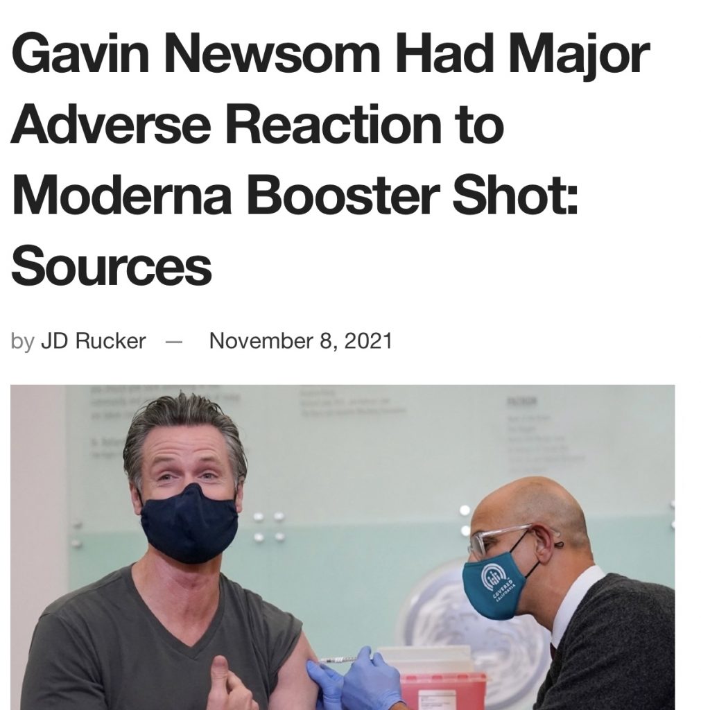 🚨🚨🚨Gavin Newsom Had Major Adverse Reaction to Moderna Booster Shot: Sources