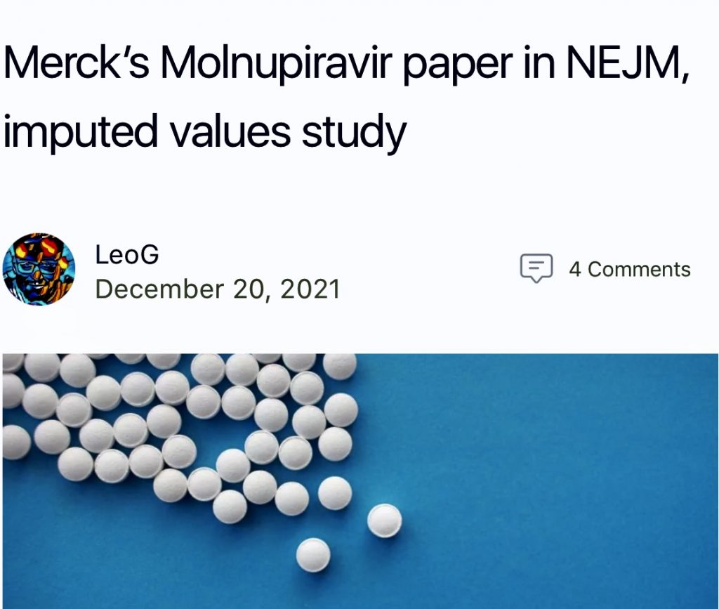 Merck’s Molnupiravir paper in NEJM, imputed values study