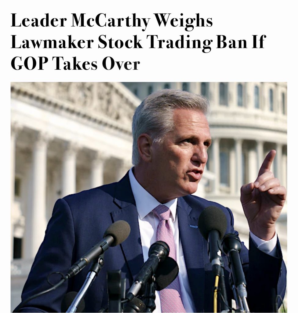 Big Story: Leader McCarthy Weighs Lawmaker Stock Trading Ban If GOP Takes Over